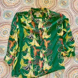 Avanti Unisex silk shirt XS coconut buttons